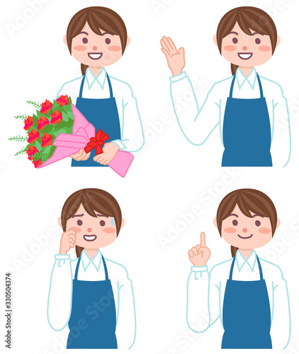 花屋店員　ポーズいろいろ