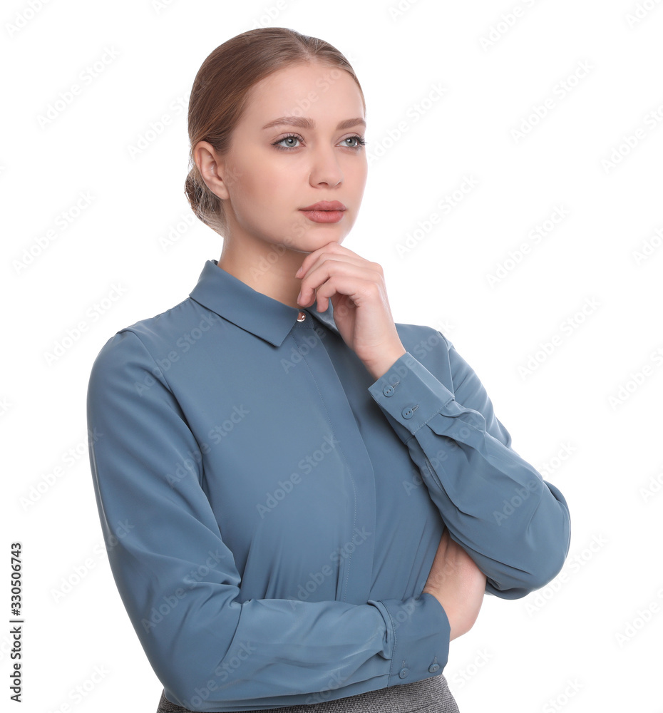 Portrait of young businesswoman on white background Portrait of young businesswoman on white background