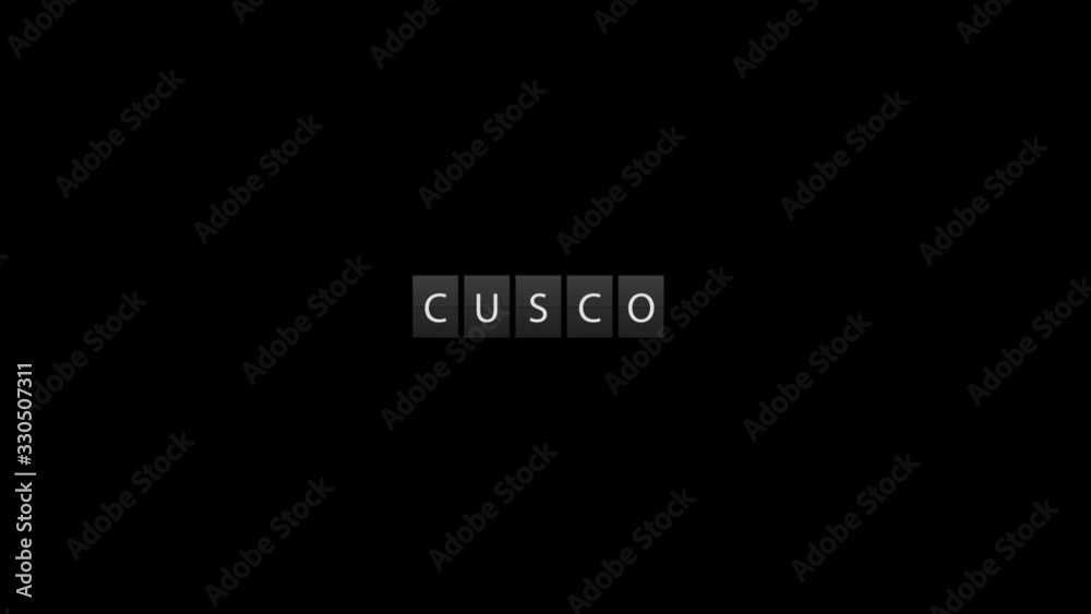 Information board animation displays Cusco word Information board animation displays Cusco word