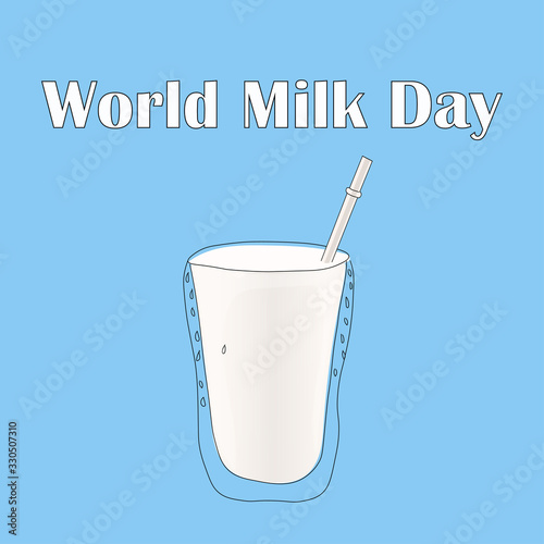 World milk day. Glass of milk. Vector illustration