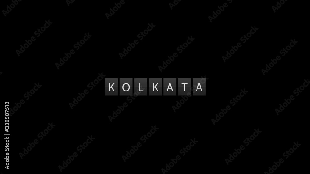 Information board animation displays Kolkata word Information board animation displays Kolkata word