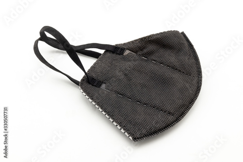 black ear loop face mask on white background