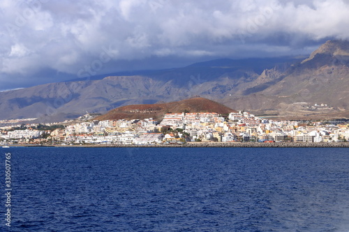Town and port of Los Cristianos of the southern part of Tenerife in the Spanish Canary Islands