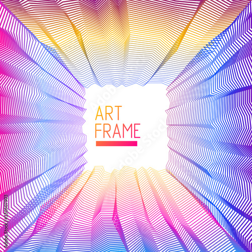 Vector surreal illusion art for design, line art 3d dimensional textured inner space, hallucinogen drug trip theme. Fantastic psychedelic trendy modern op art, optical dimensional illusion.