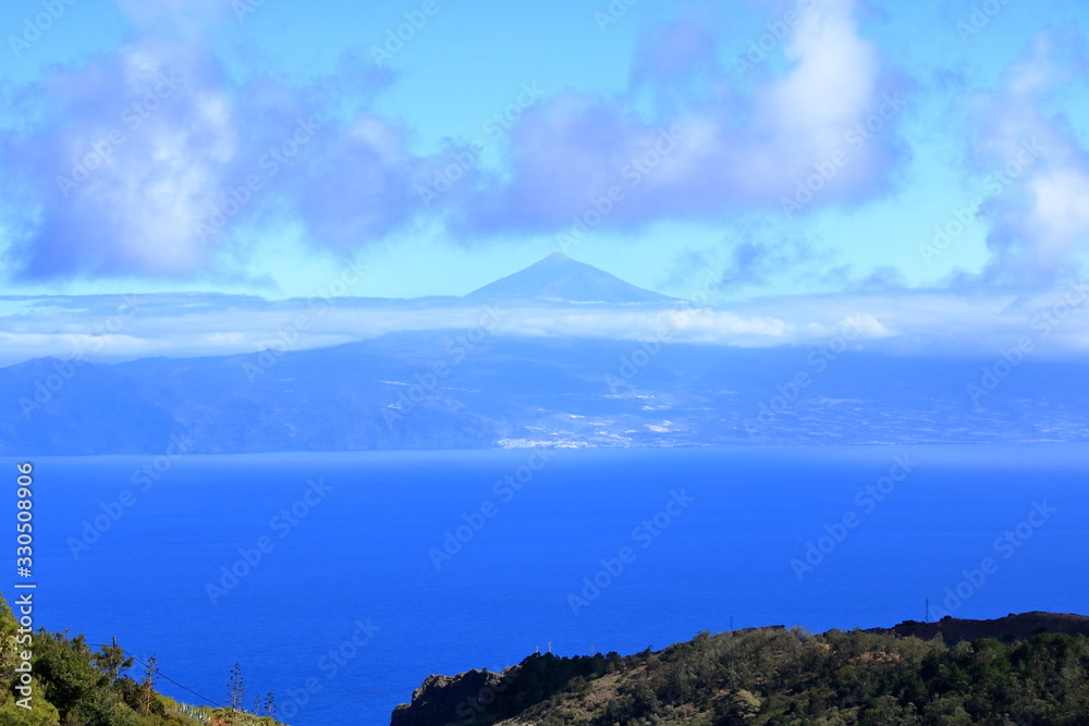 View of Tenerife and Teide mountain from La Gomera from mirador de abrante