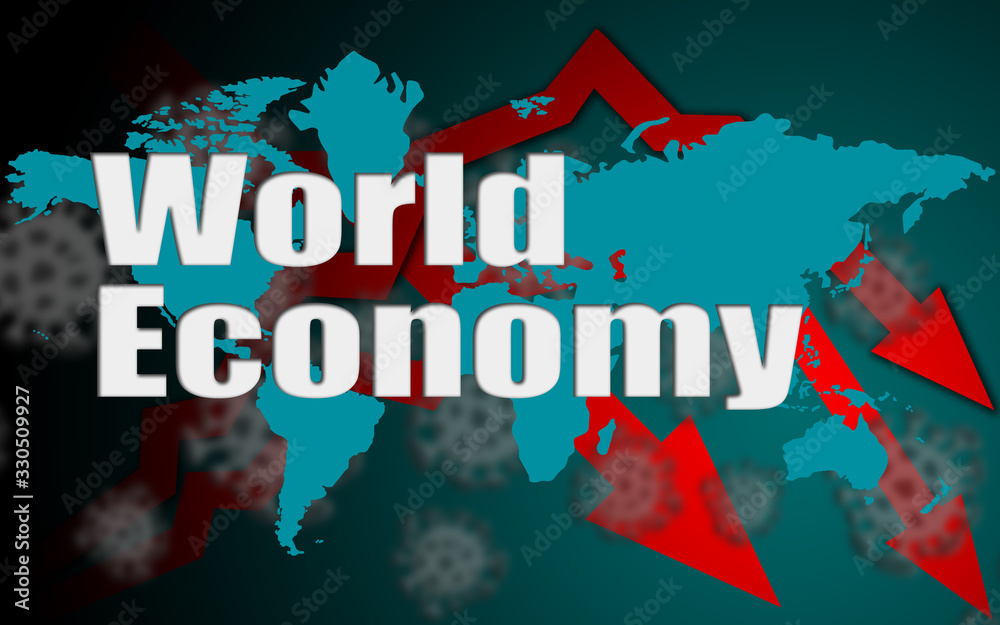 World economy down with Covid-19 crisis concept