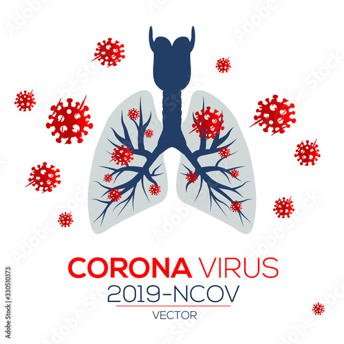 Creative (Corona virus -2019-nCoV ) Banner with Lungs shape Word with Icons ,Vector illustration.