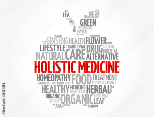 Holistic medicine apple word cloud, health concept background