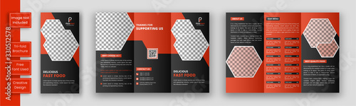 Restaurant tri fold brochure template, Food brochure template design