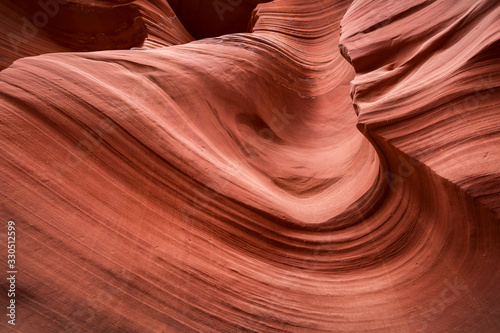 Red rock formations in slot canyon Lower Antelope Canyon at Page, USA photo