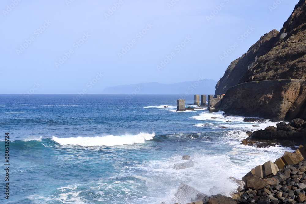 Pescante de Hermigua, Stone towers in La Gomera island, Canary islands, Spain