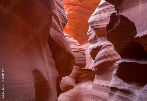 Red rock formations in slot canyon Lower Antelope Canyon at Page, USA