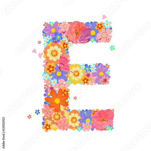colorful blossom of meadow flowers with butterflies and flying l