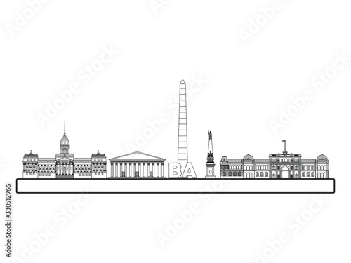 vector, skyline of Buenos Aires city in Argentina