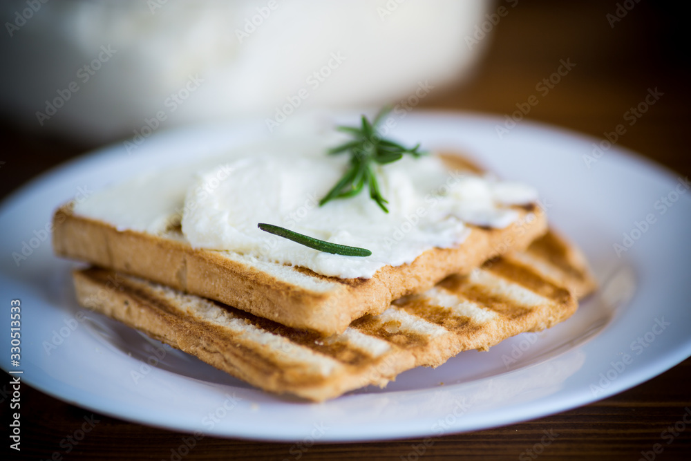 fried toast bread with garlic curd filling on a table