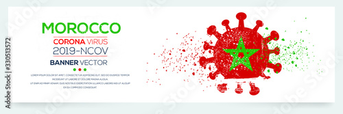 Morocco flag with corona virus Symbol, (2019-nCoV), vector illustration.