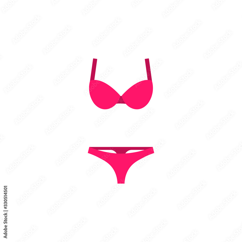 Bra and panties icon. Pink woman lingerie. Vector Illustration. Flat design. Isolated. Bra and panties icon. Pink woman lingerie. Vector Illustration. Flat design. Isolated.
