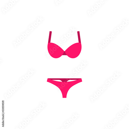 Bra and panties icon. Pink woman lingerie. Vector Illustration. Flat design. Isolated.
