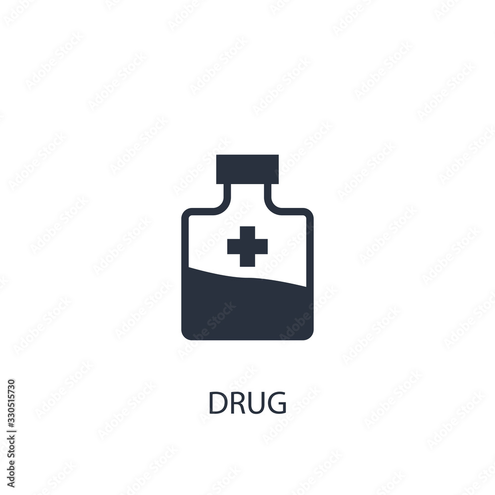 Drug in bottle icon. Simple medicine element illustration. Drug in bottle icon. Simple medicine element illustration.