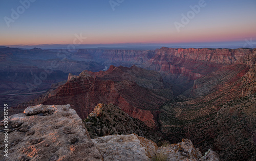 Red canyons of Grand Canyon during sunset, USA