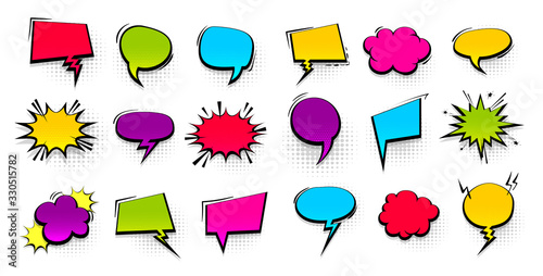 Colored peech bubble for comic text isolated background photo
