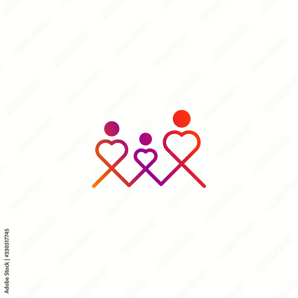 three figures of the heart are interconnected and symbolize a strong loving family three figures of the heart are interconnected and symbolize a strong loving family