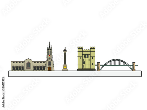 vector skyline of newcastle city north of england