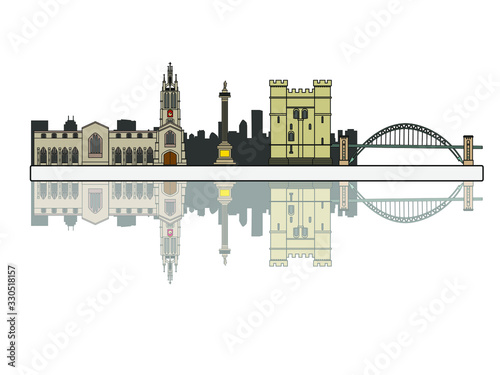vector skyline of newcastle city north of england