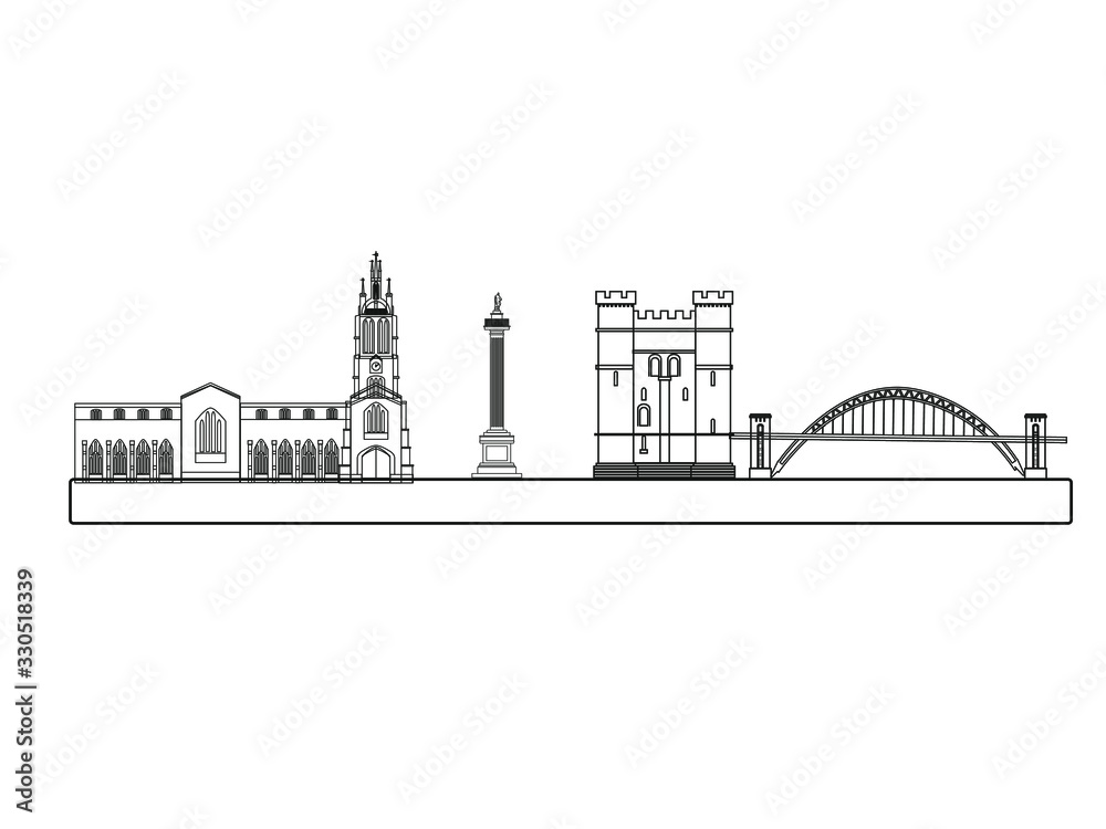 vector skyline of newcastle city north of england