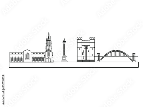 vector skyline of newcastle city north of england