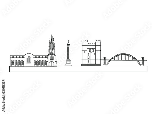 Obraz na płótnie vector skyline of newcastle city north of england w salonie