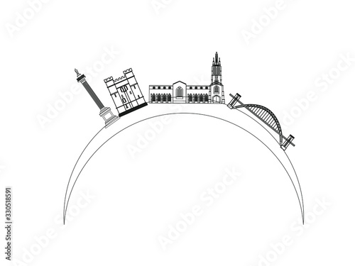 vector skyline of newcastle city north of england