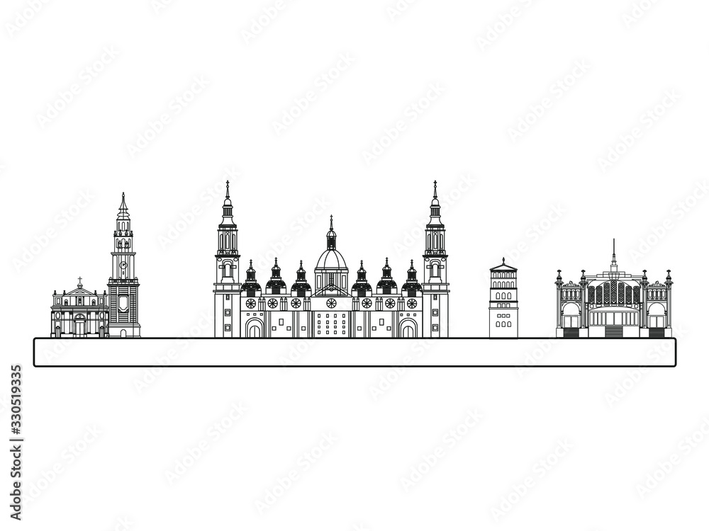 Zaragoza city skyline in Spain