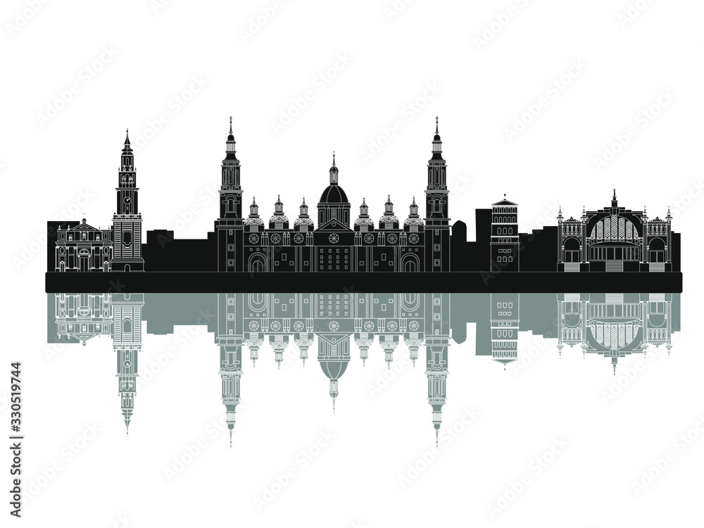 Fototapeta premium Zaragoza city skyline in Spain