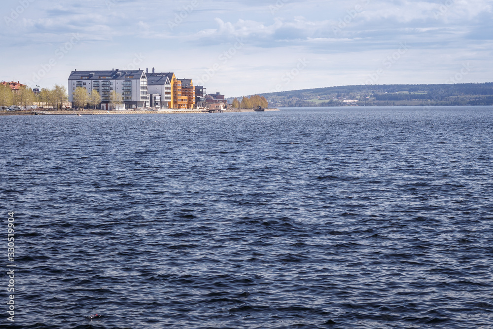 A new housing estate on the shores of Lake Storsjön in Östersund