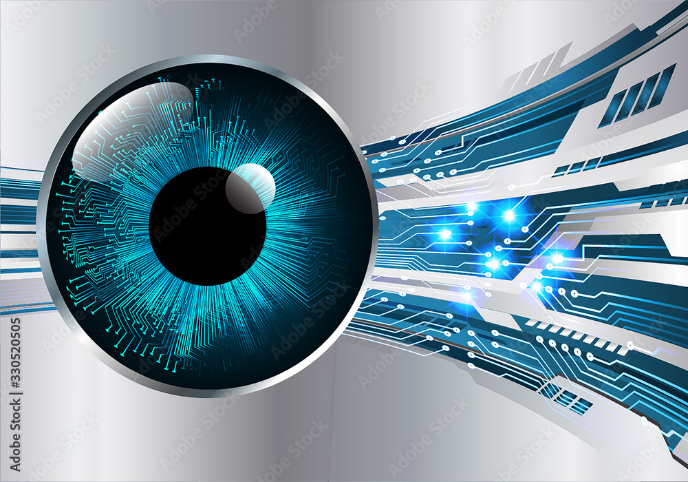 Blue eye cyber circuit future technology concept background