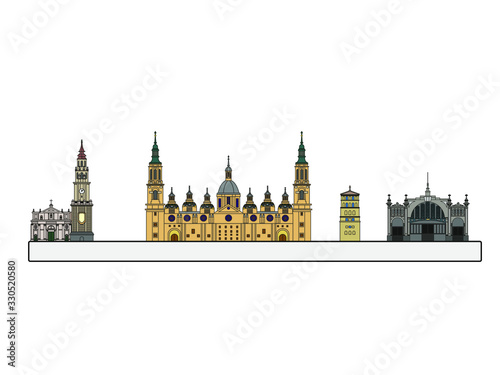 Zaragoza city skyline in Spain