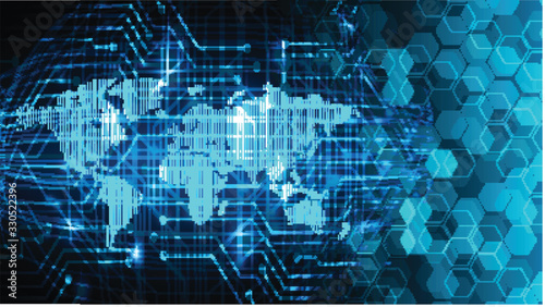 Blue world cyber circuit future technology concept background