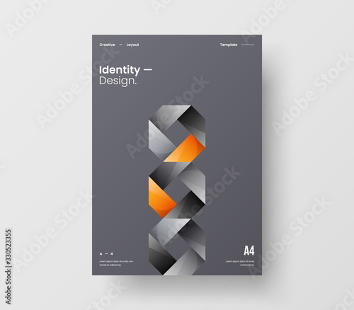 Amazing business presentation vector A4 vertical orientation front page mock up. Modern corporate report cover abstract geometric illustration design layout. Company identity brochure template.