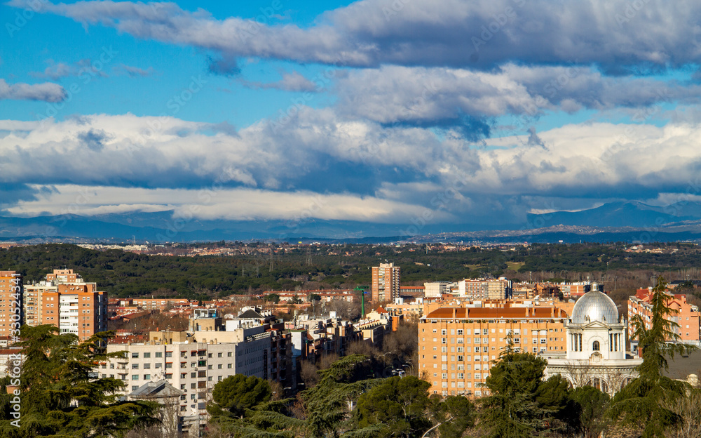 Panoramic view of Madrid city in Spain