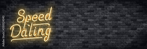 Vector realistic isolated neon sign of Speed Dating flyer logo for invitation decoration and template covering on the wall background.