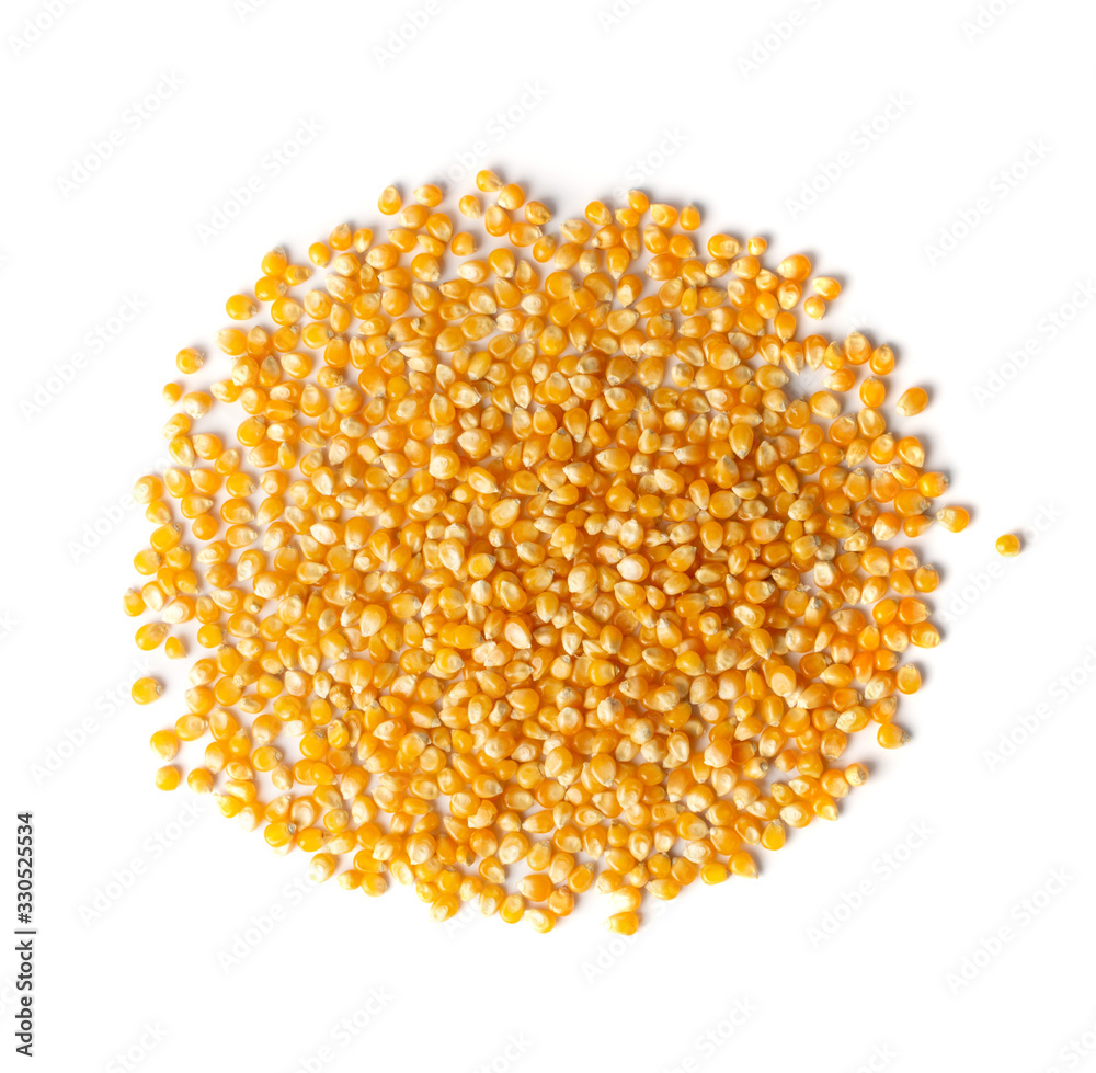 Heap of Raw Popcorn Grains Isolated on White Background Heap of Raw Popcorn Grains Isolated on White Background