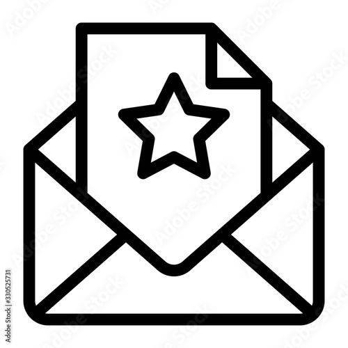 Envelope with invitation card and star shapes. Vector illustration