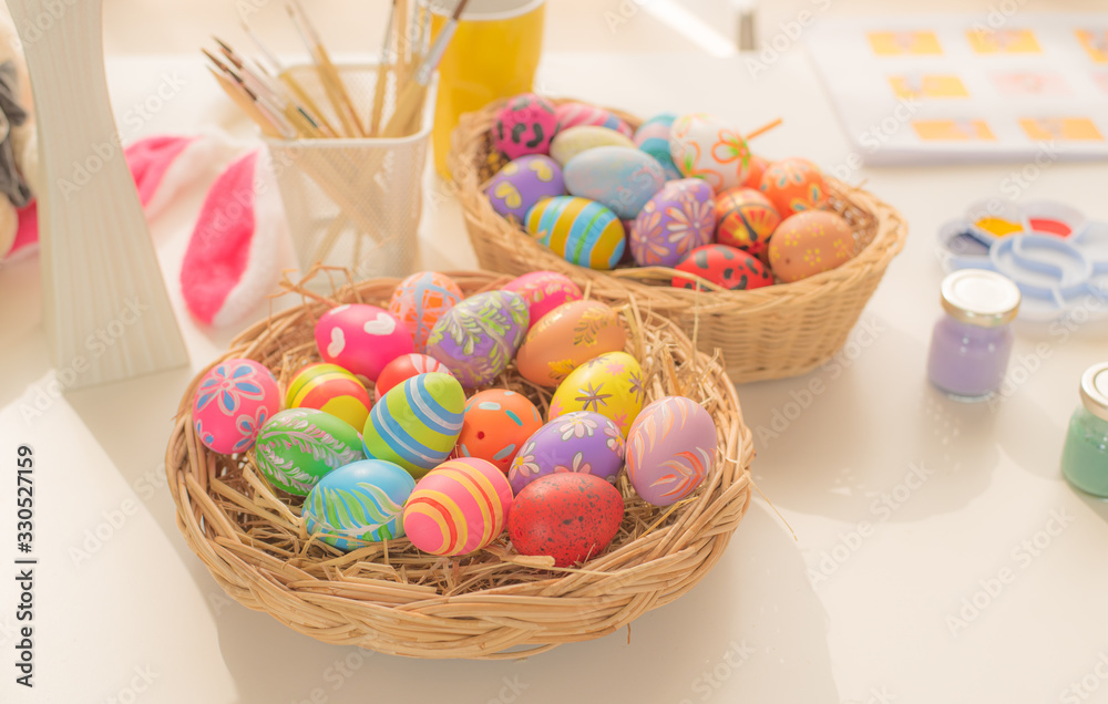 Easter eggs painting decorated on backgrounds Easter eggs painting decorated on backgrounds