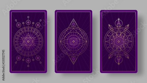 Tarot cards back set with mystical symbols
