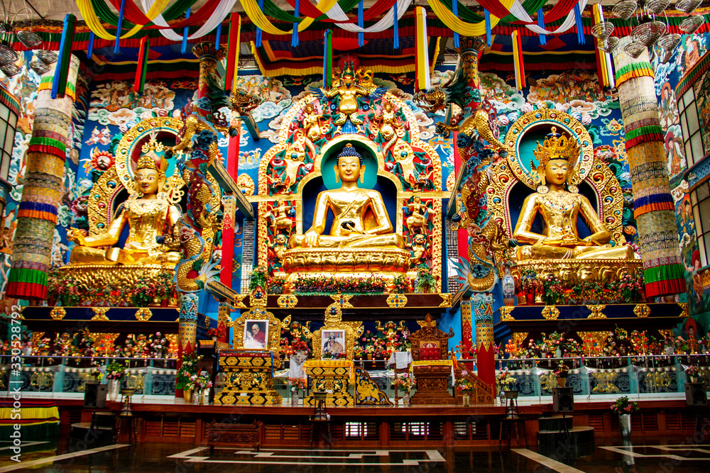 Golden Monastery in India, Buddha, religion, peace, karma