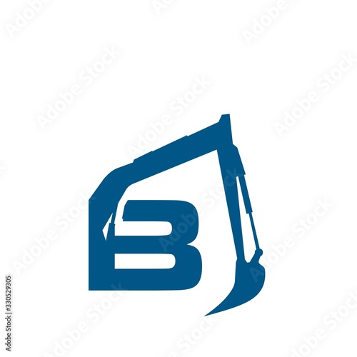 Initial  B  excavator logo concept vector with arm excavator template vector.