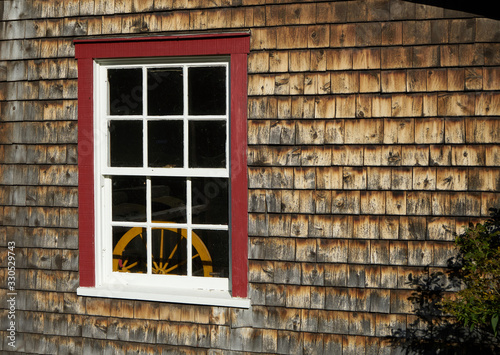 A wooden window.