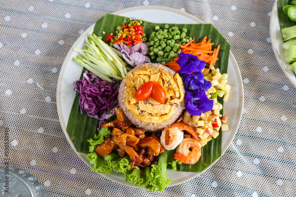 Rice Mixed with Shrimp paste ( Kao Cluk Ka Pi ) - obrazy, fototapety, plakaty 