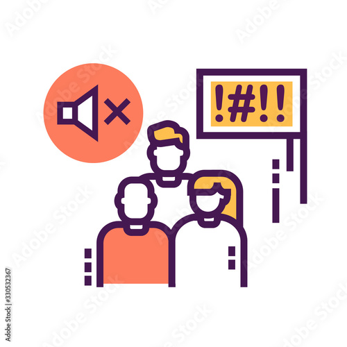 Silent protest line color icon. Non verbal communication. Social protest. Pictogram for web page, mobile app, promo. Editable stroke.